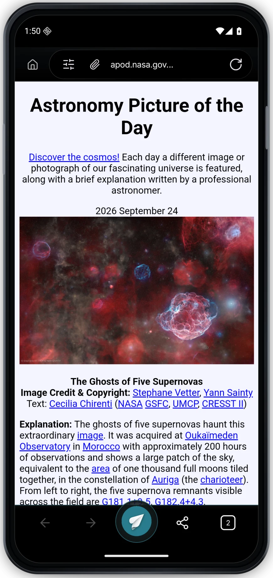 A live website open in Breeze for Android